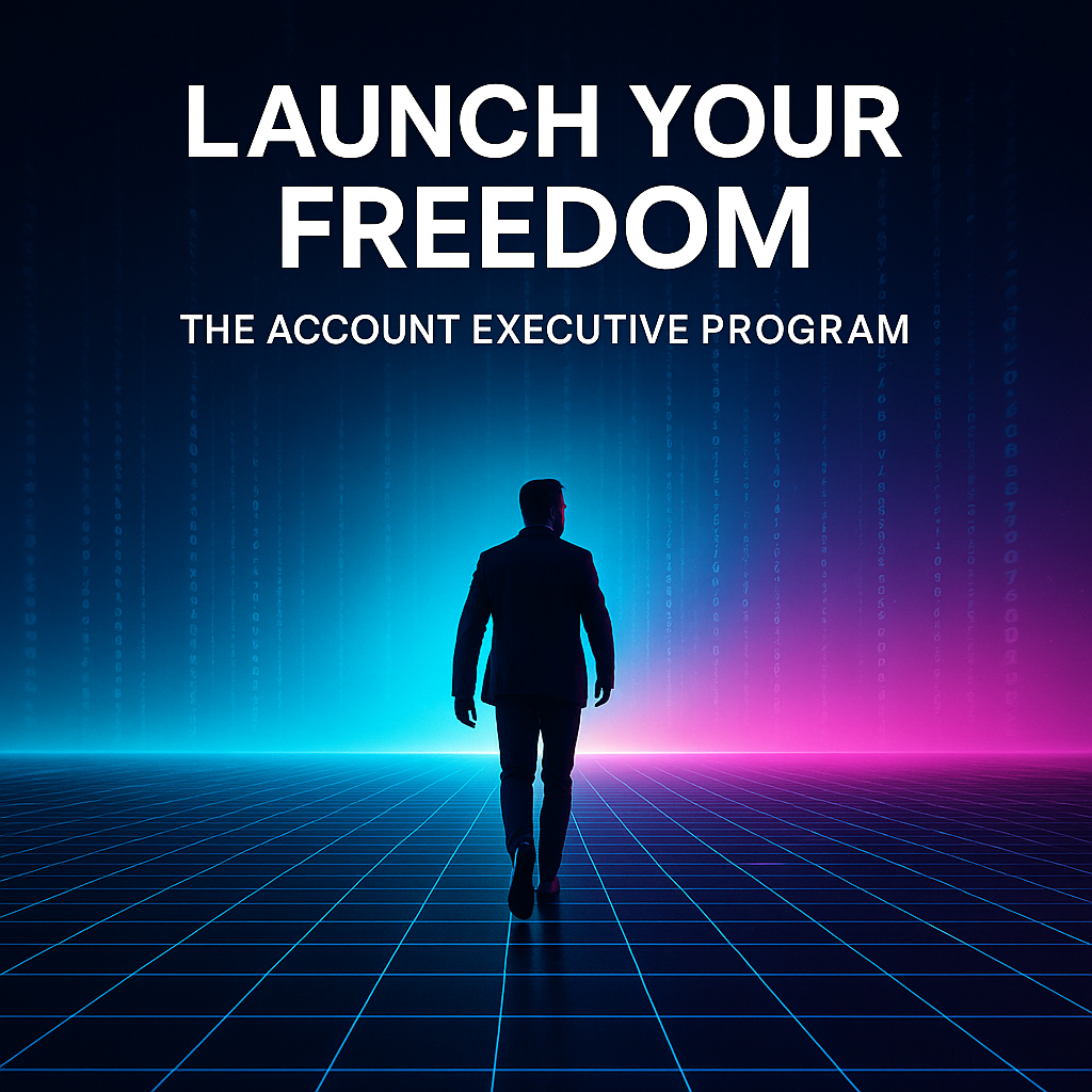 Person walking into glowing digital horizon, symbolizing opportunity and growth.