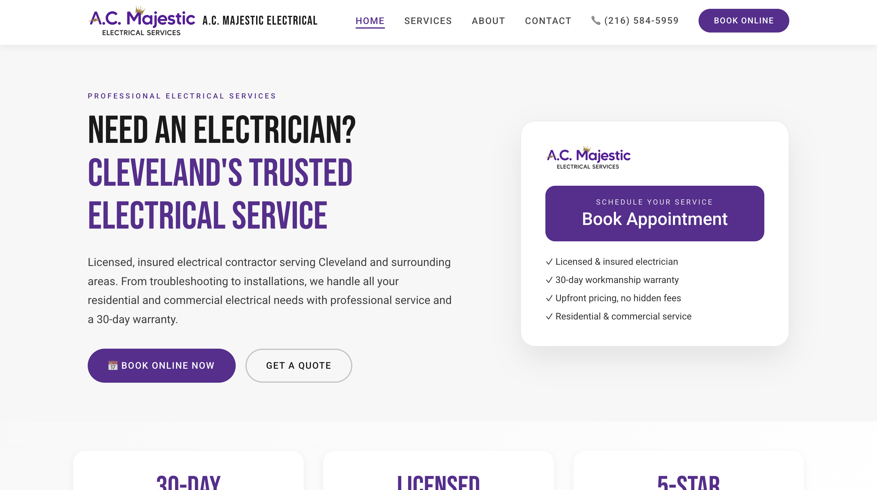 AC Majestic Electrical contractor website