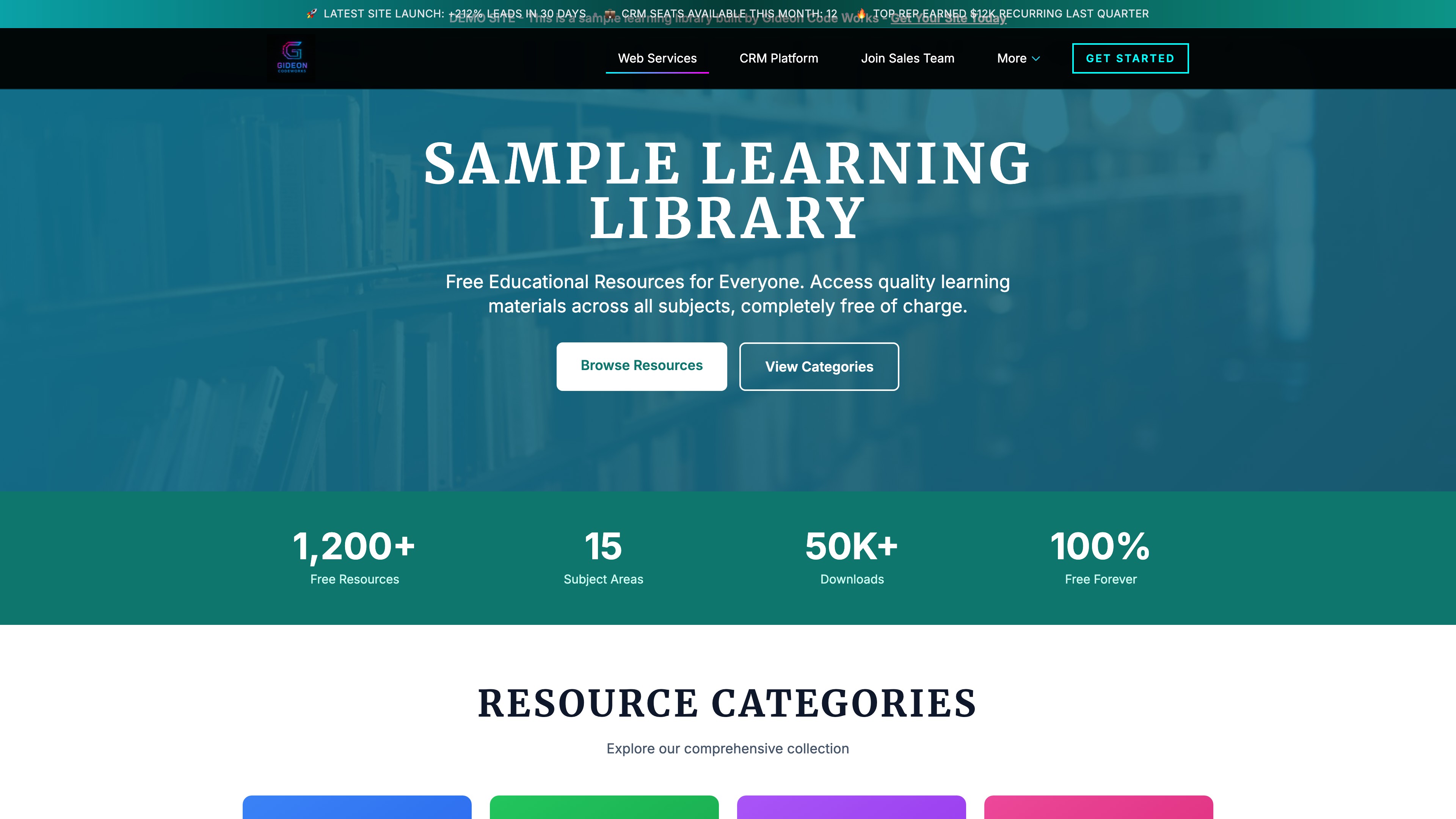 Educational library website demo
