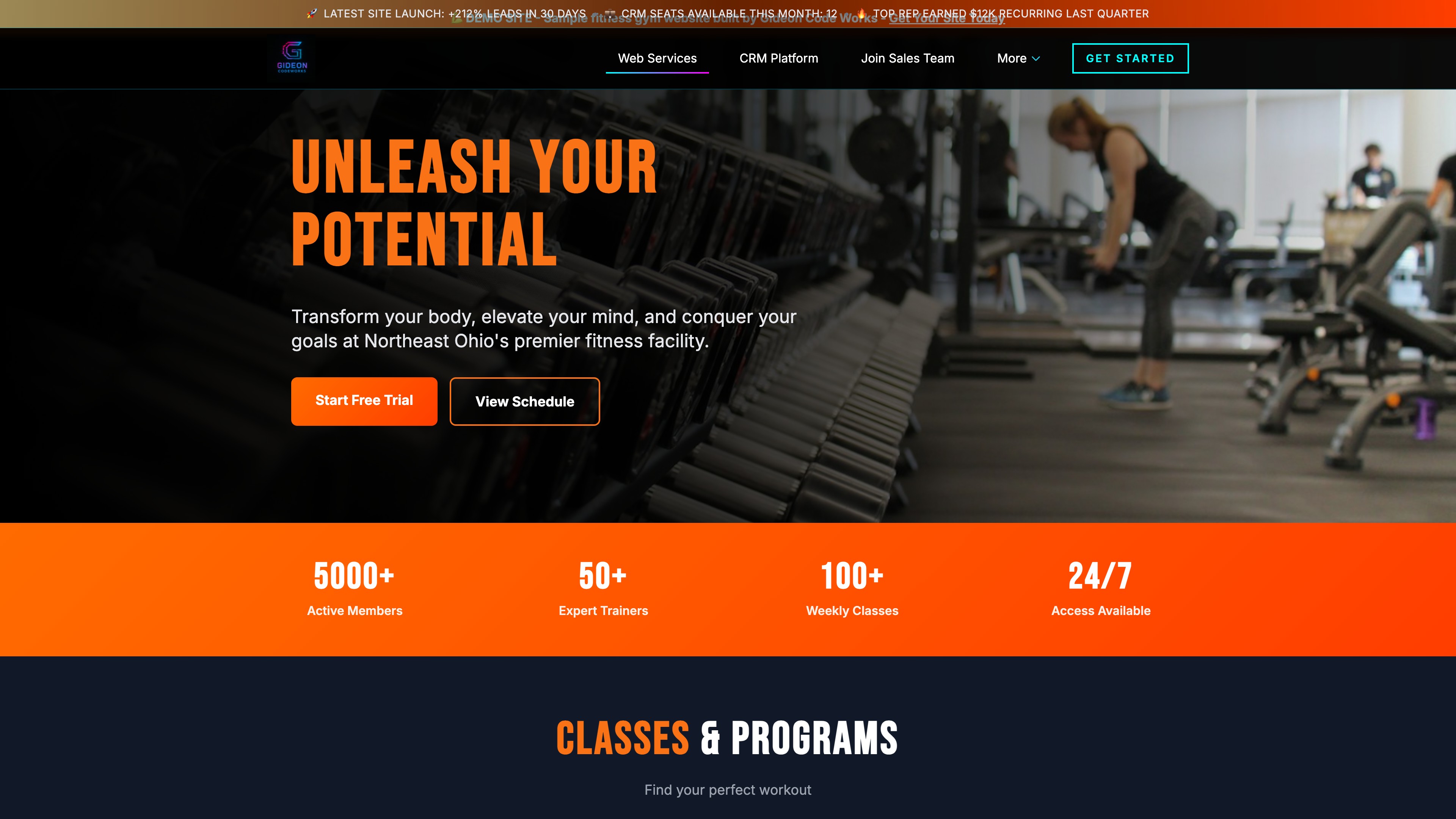 Fitness gym website demo