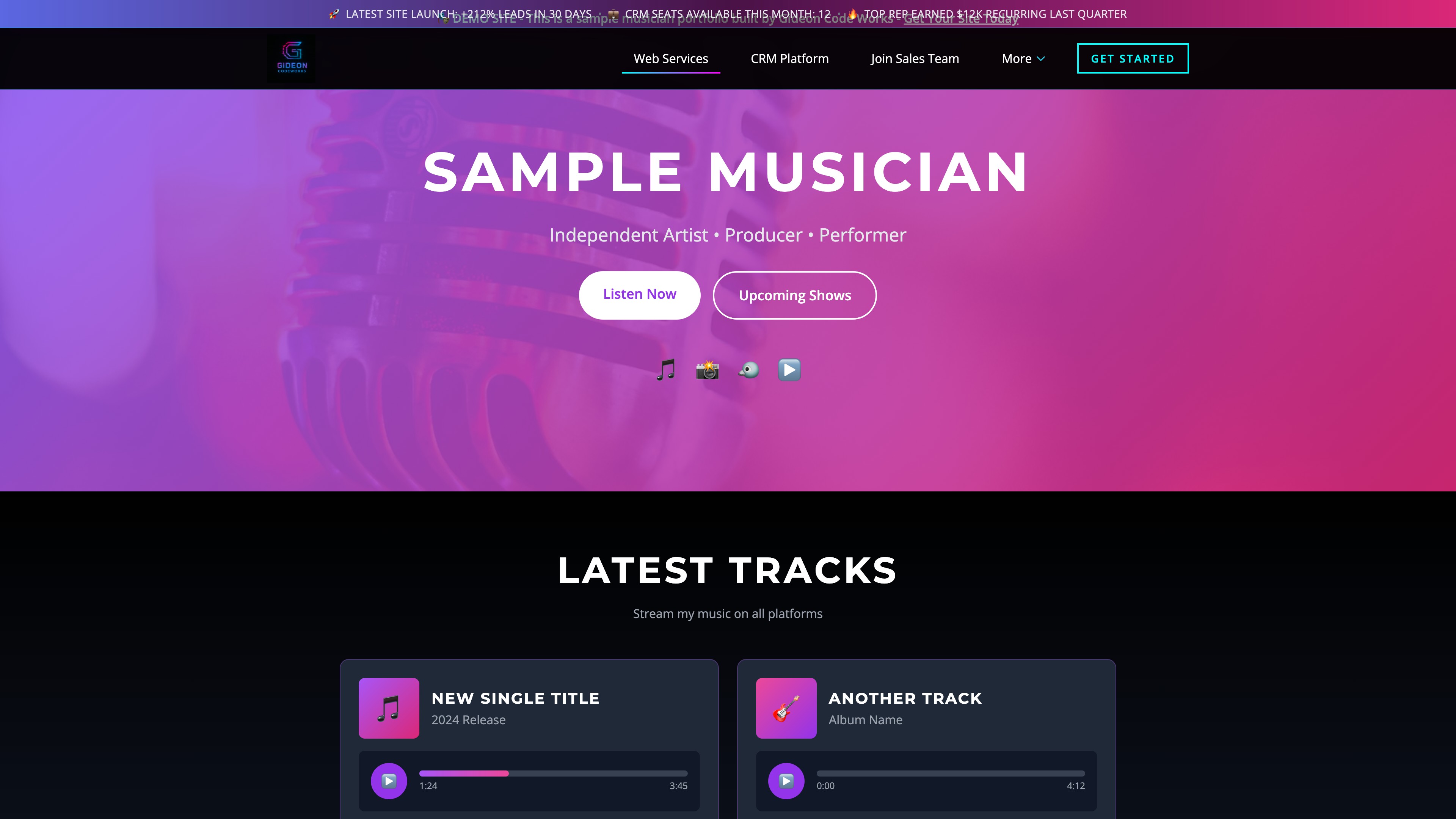 Musician portfolio website demo
